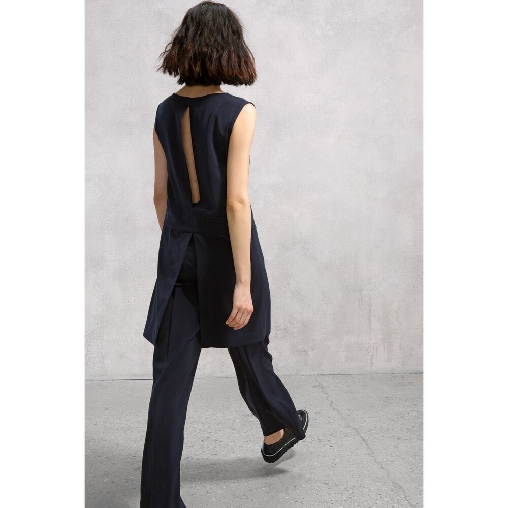 Cop Copine Cadeby Sleeveless Navy Tunic Top Size 40 Front Back Slit - Picture 2 of 2
